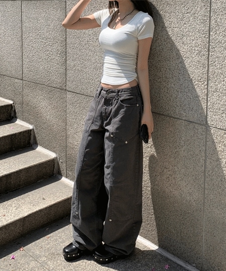 [ジェニーパンツst/フィット保障] 944. ジェニー カーペンター アンバランス ワイドパンツ ワイドフィットパンツ ジェニーパンツ ワイドパンツ 綿パンツ カーゴパンツ カーゴパンツ