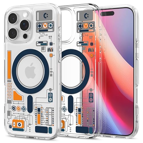 コラボレーション iPhone 16 Pro ケース 半透明 MagSafe対応 米軍MIL規格 ウルトラ・ハイブリッド・マグフィット ACS08726 (ホワイト/アナログ)