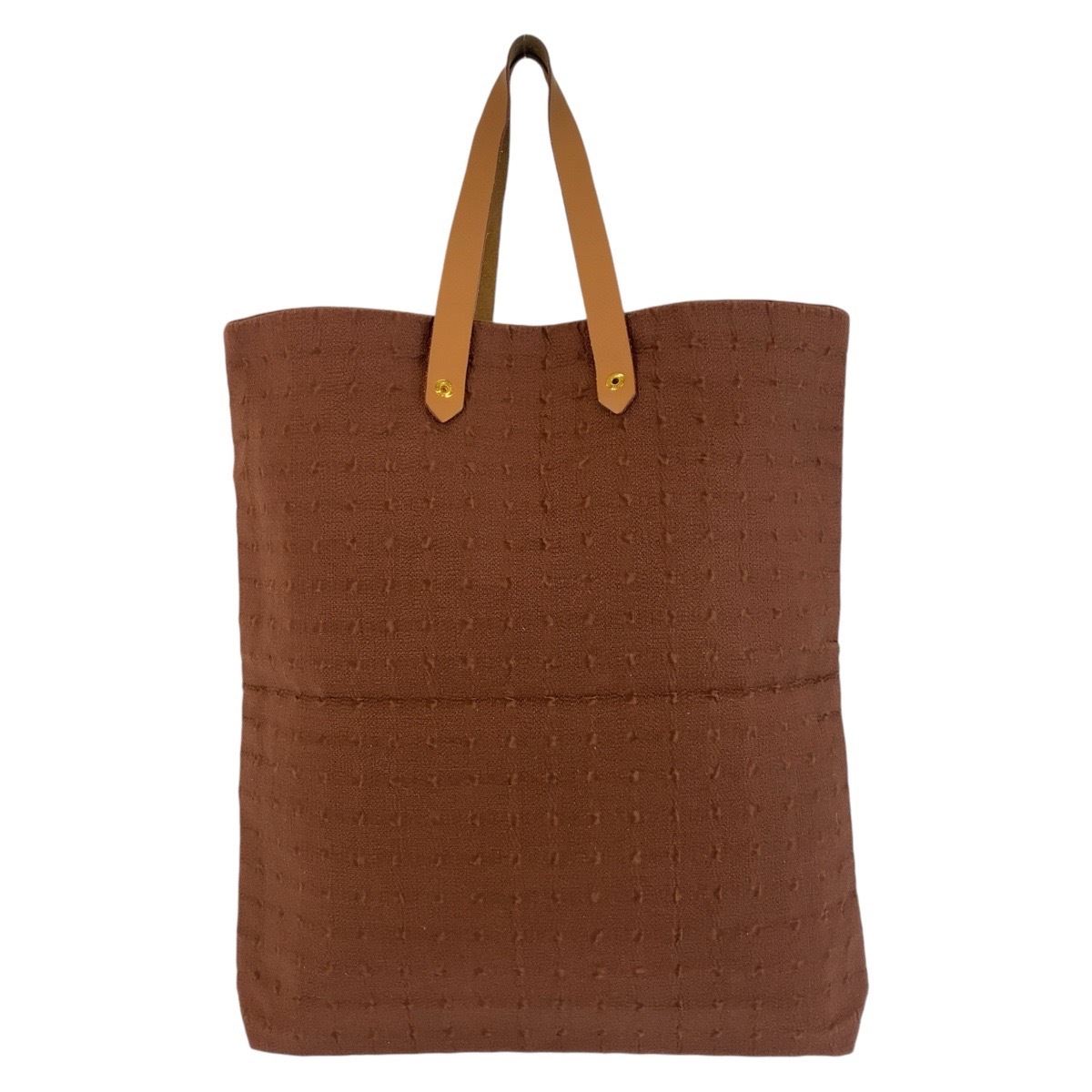 美品 アメダバ ブラウン ゴールド金具 キャンバス/レザー トートバッグ レディース 411125