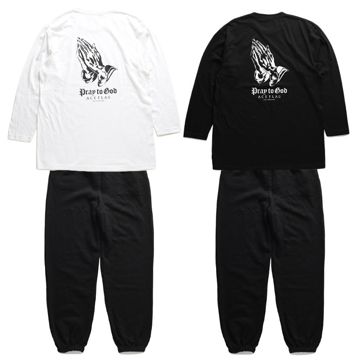 ACE FLAG 上下セット 長袖 ブランド メンズ 春秋冬用 白/黒 大きいサイズ エースフラッグ セットアップ ロンT 上下 聖母 マリア 聖母マリア プレイングハンズ 8,752円