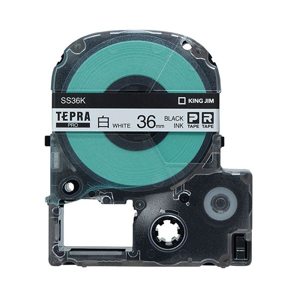 (まとめ) キングジム テプラ PRO テープカートリッジ 36mm 白／黒文字 SS36K 1個 (×5セット)ラベル・ステッカー
