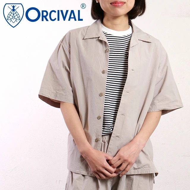 オープンカラー ショートスリーブシャツ [OR-B0363-GDP] メンズ・レディース トップス 半袖 オーバーサイズ GREIGE 正規取扱店