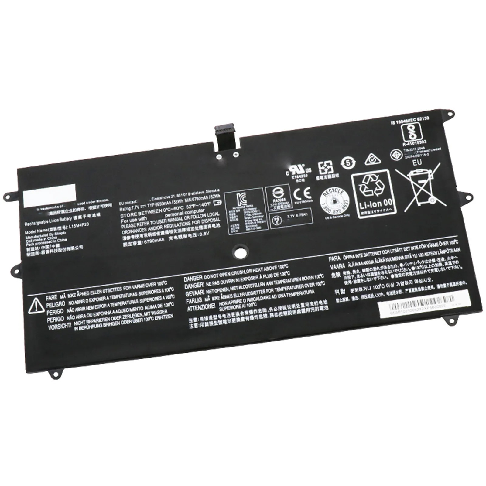 L15M4P20 電池・Lenovo/ThinkPadノートパソコン互換 53Wh/6950mAh YOGA 4S 900S 900S-12ISK L15M4P20 交換用のバッテリー dc909-A