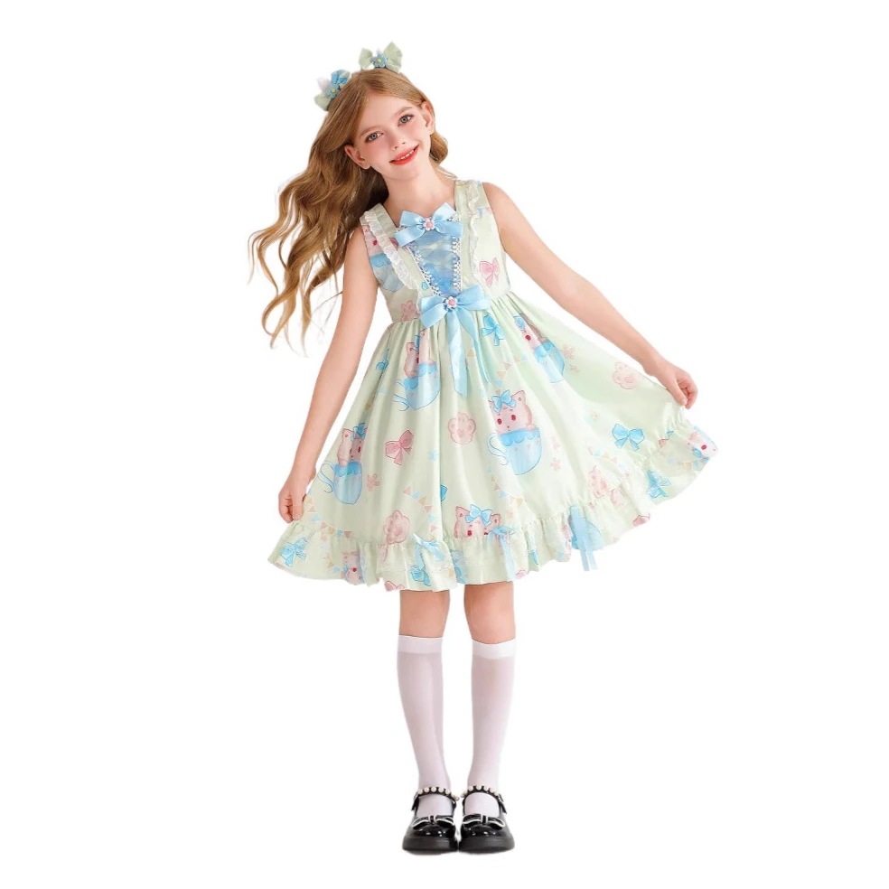 2025年夏ハワイアン子供用ロリータドレスレーススカートロリータかわいい女の子のドレスロリータプリンセスドレス