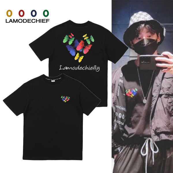 [LAMODECHIEF] BTS ジョングク 着用 21SS LAMODECHIEFLY TSHIRTS 半袖Tシャツ BLACK セルフィー