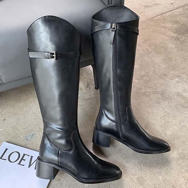 アンバランスベルトストラップ レディース アンクル 丈 ロングブーツ 5cm rumt300 1_P352959447