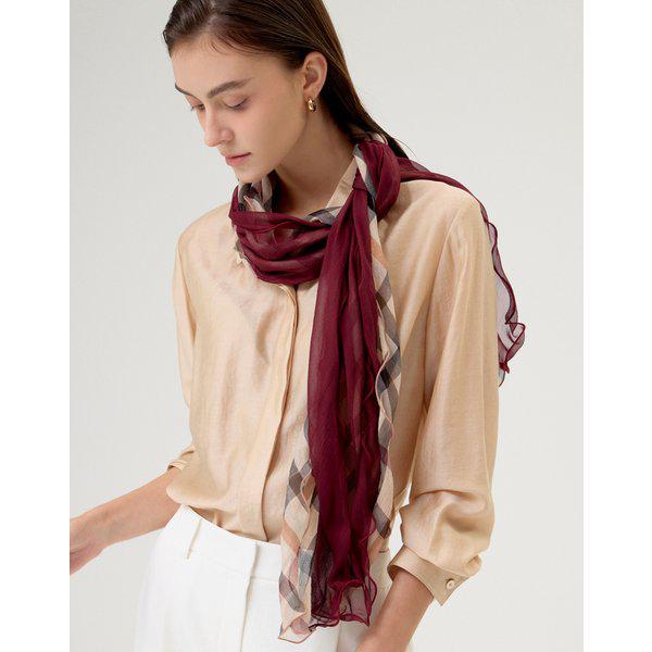 [25FW] [セレブPICK][スカーフ] バーガンディ ハウス チェック ロング シルク スカーフ DCSC5F292D2