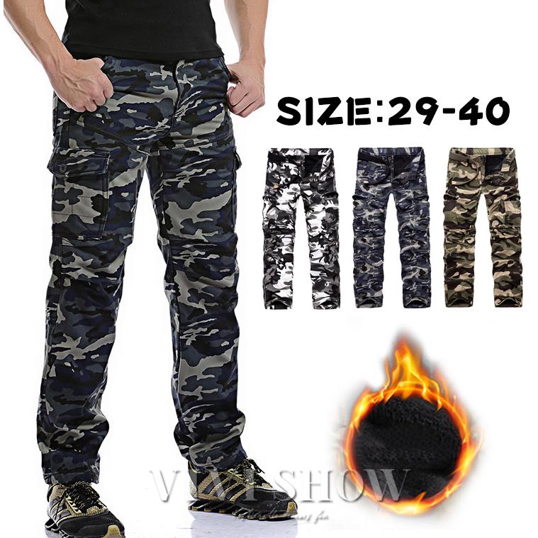 即納ありカーゴパンツ メンズ 裏起毛パンツ 暖パン イージーパンツ 暖かいズボン テーパードパンツ カモフラ 迷彩 カジュアル