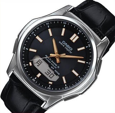 メンズ ソーラー電波腕時計 ブラックレザーベルト(国内正規品)WVA-M630L-1A2JF