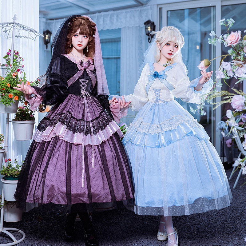 花嫁 コスプレ ハロウィン仮装 ロリータ レースロリータドレス ロリータワンピース コスチューム jsk 文化祭 ボウタイ ゴスロリ