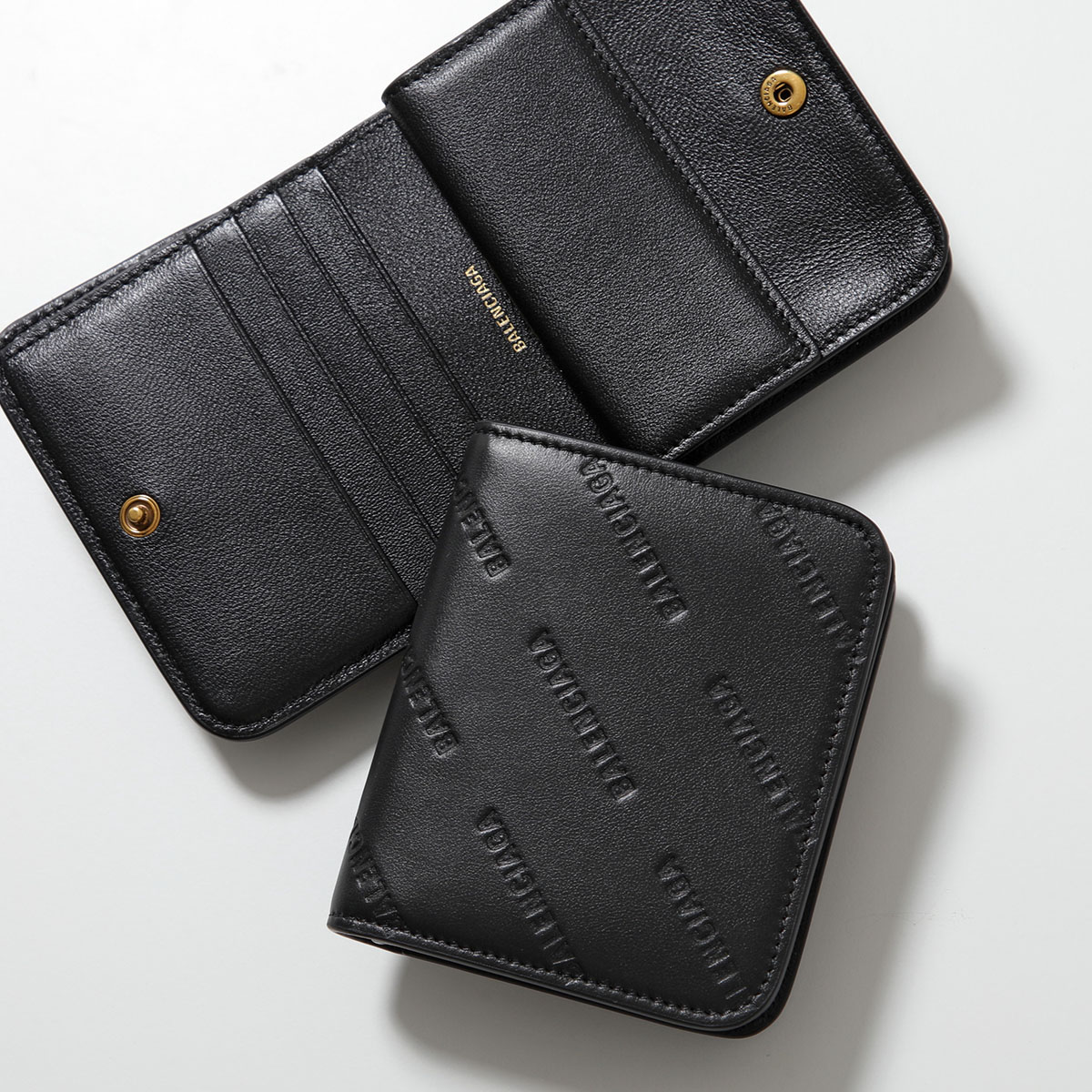 BALENCIAGA バレンシアガ 二つ折り財布 CASH FLAP 594216 2AAXQ レディース カーフスキン レザー スモール ミニ財布 型押しロゴ 1000