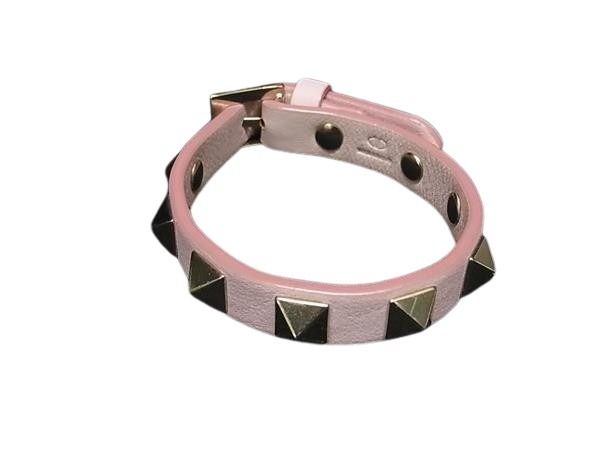 ブレスレット ロックスタッズ レザー - ゴールド金具 ピンク バングル アクセサリー 小物 誕生日プレゼント 記念日 ブランド ギフト 女性 彼女 メンズ ユニセックス【本物保証】