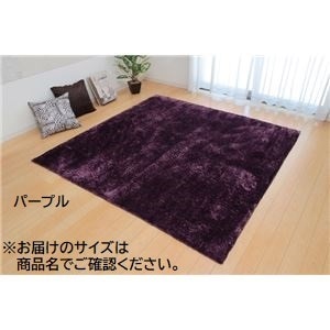 シャギー調 ラグマット/絨毯 (長方形 大 パープル 約200×300cm) 洗える 防滑 軽量 ホットカーペット可 無地ラグ (リビング)