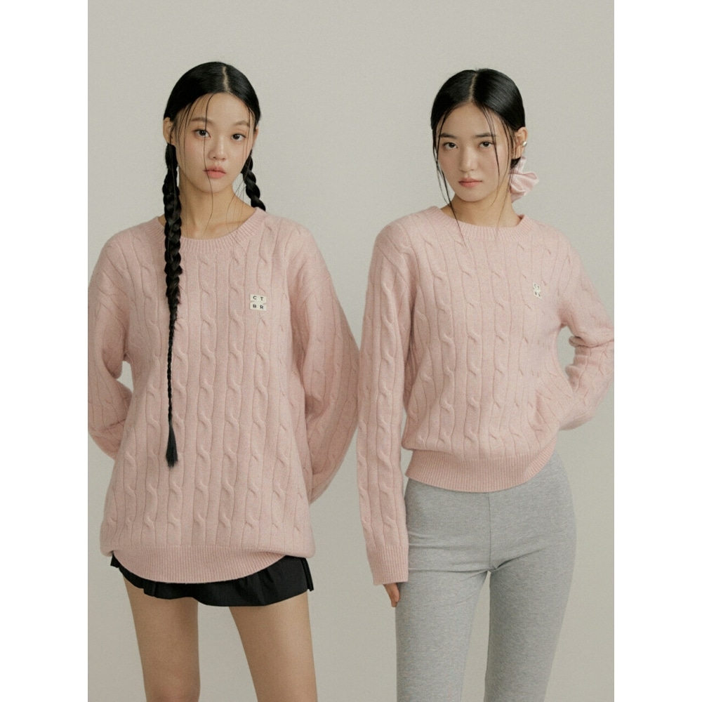 CITYBREEZE エッセンシャルロゴワッフェンケーブルニットピンク