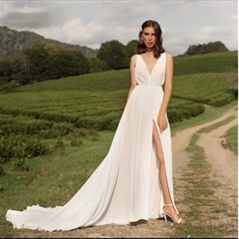 春の新型欧米の白い年会の深いvセクシーな長いタイプの司会者のタキシード