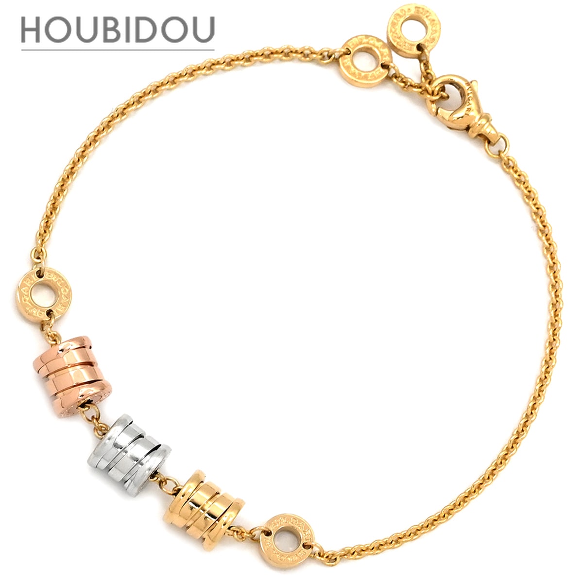 ブルガリ ブレスレット ビーゼロワン スリーエレメント イエローゴールド×ピンクゴールド×ホワイトゴールド 18K 750 WG YG PG 3ゴールド 【中古】