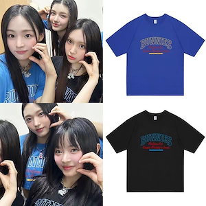 newjeansクジラ妹コンサートBunnies Camp周辺同型服ゆったりプリント半袖Tシャツ夏