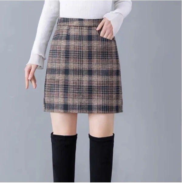 スカート ボトムス ショート丈 ショート ミニ丈 ミニ丈 ハイウエスト 格子柄 ショートスカート Aライン 通勤 ウエストゴム S M L XL 2XL 3XL 4XL コーヒーチェック