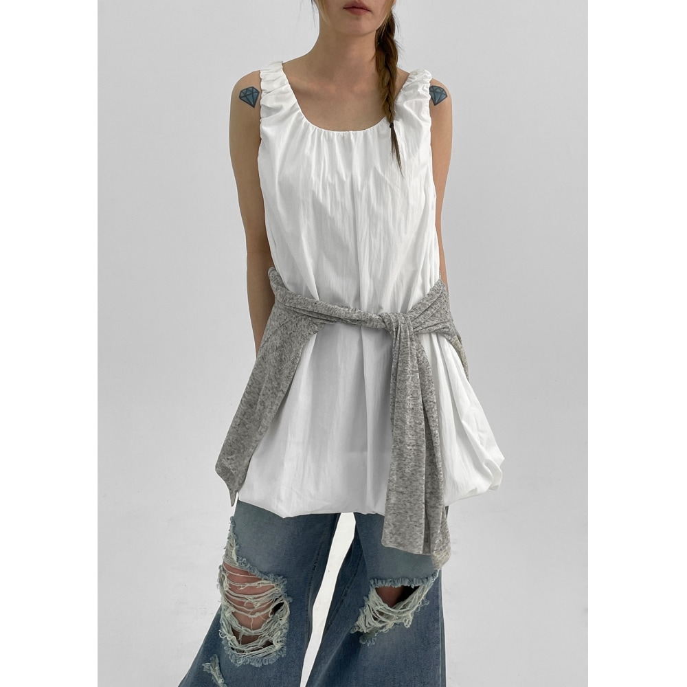 ブラックアップセルーンバルーンナシミニドレス