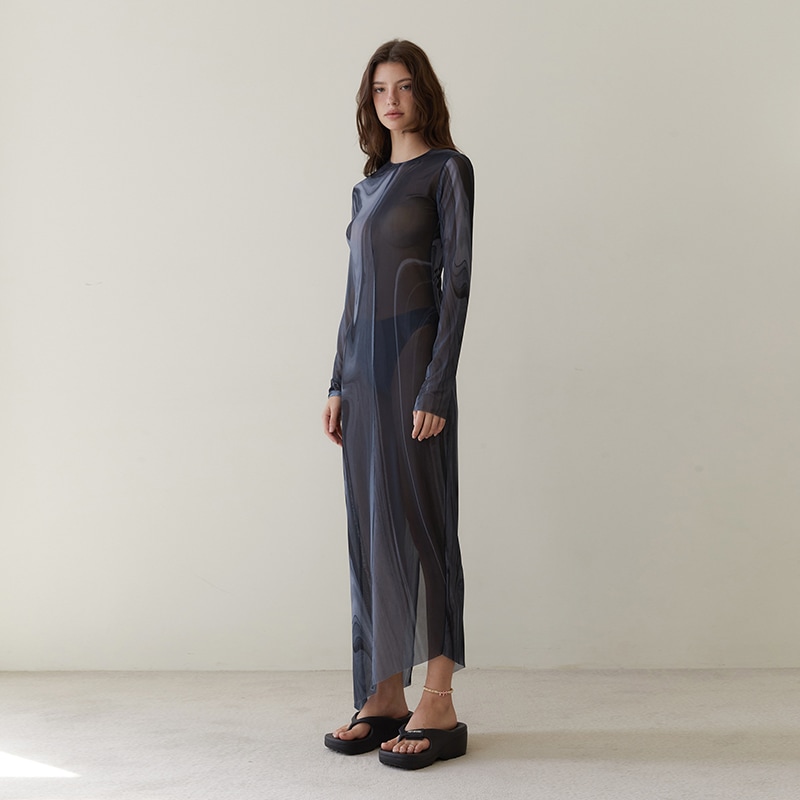 net maxi dresses multi black