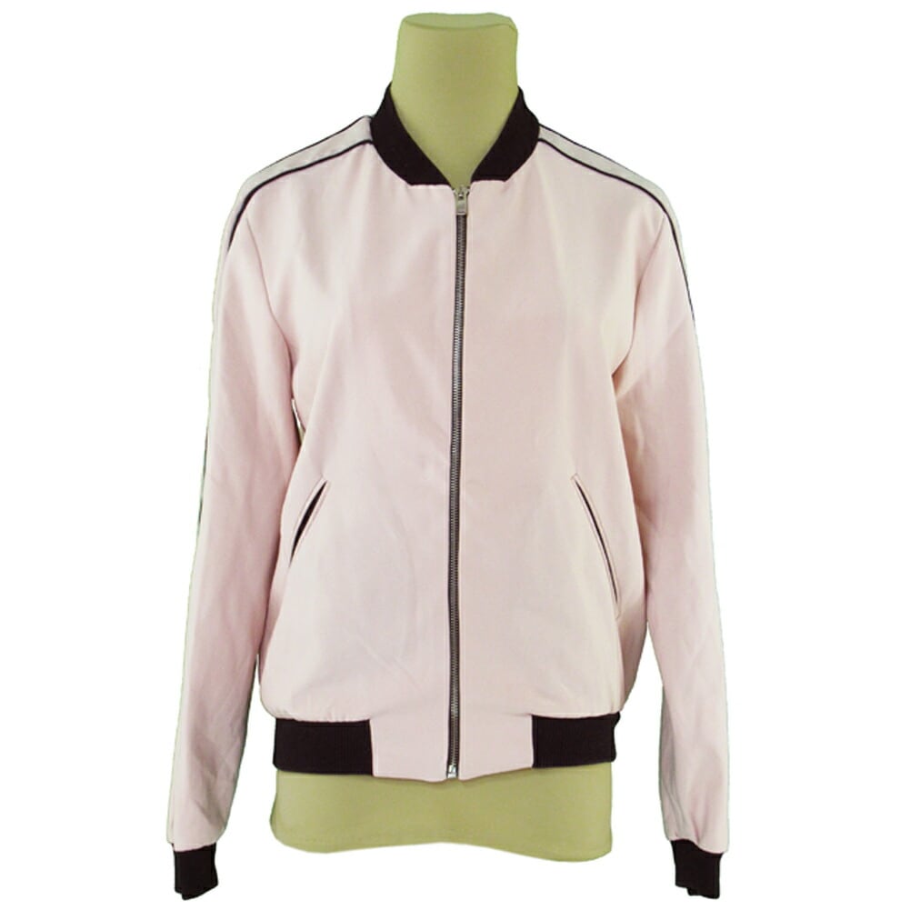 ジャケット ブルゾン アウター ジップアップ レディース USA XSサイズ ピンク ブラック 中古