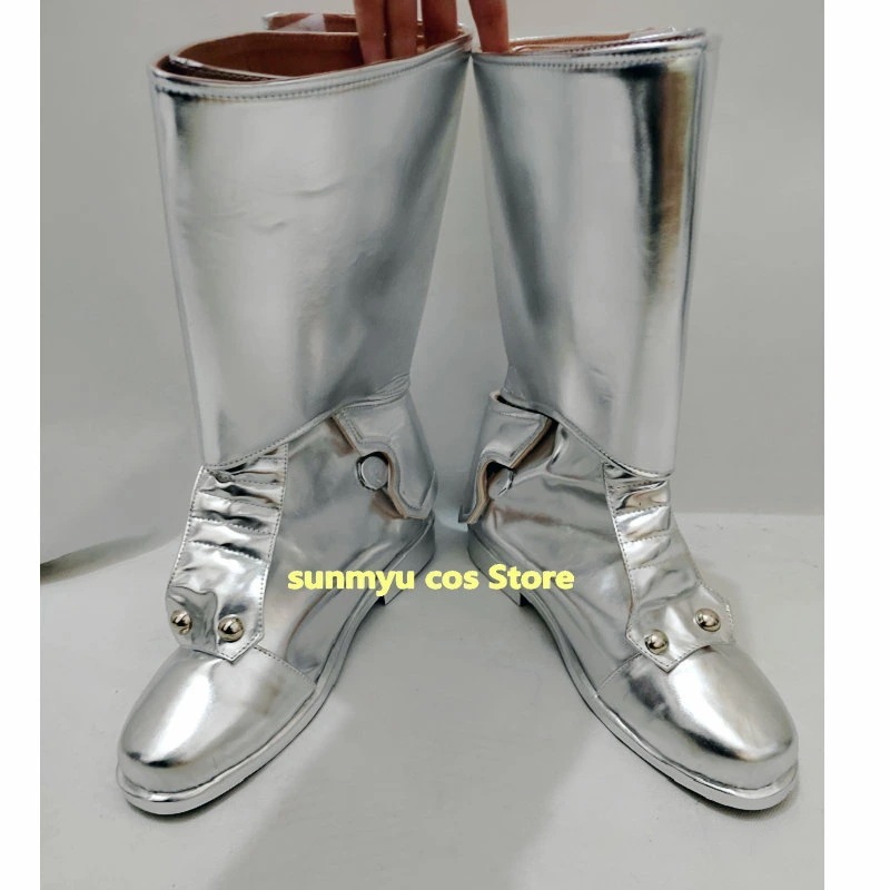 シルバー靴　ロングブーツ　オーダーサイズ　 コスプレ靴