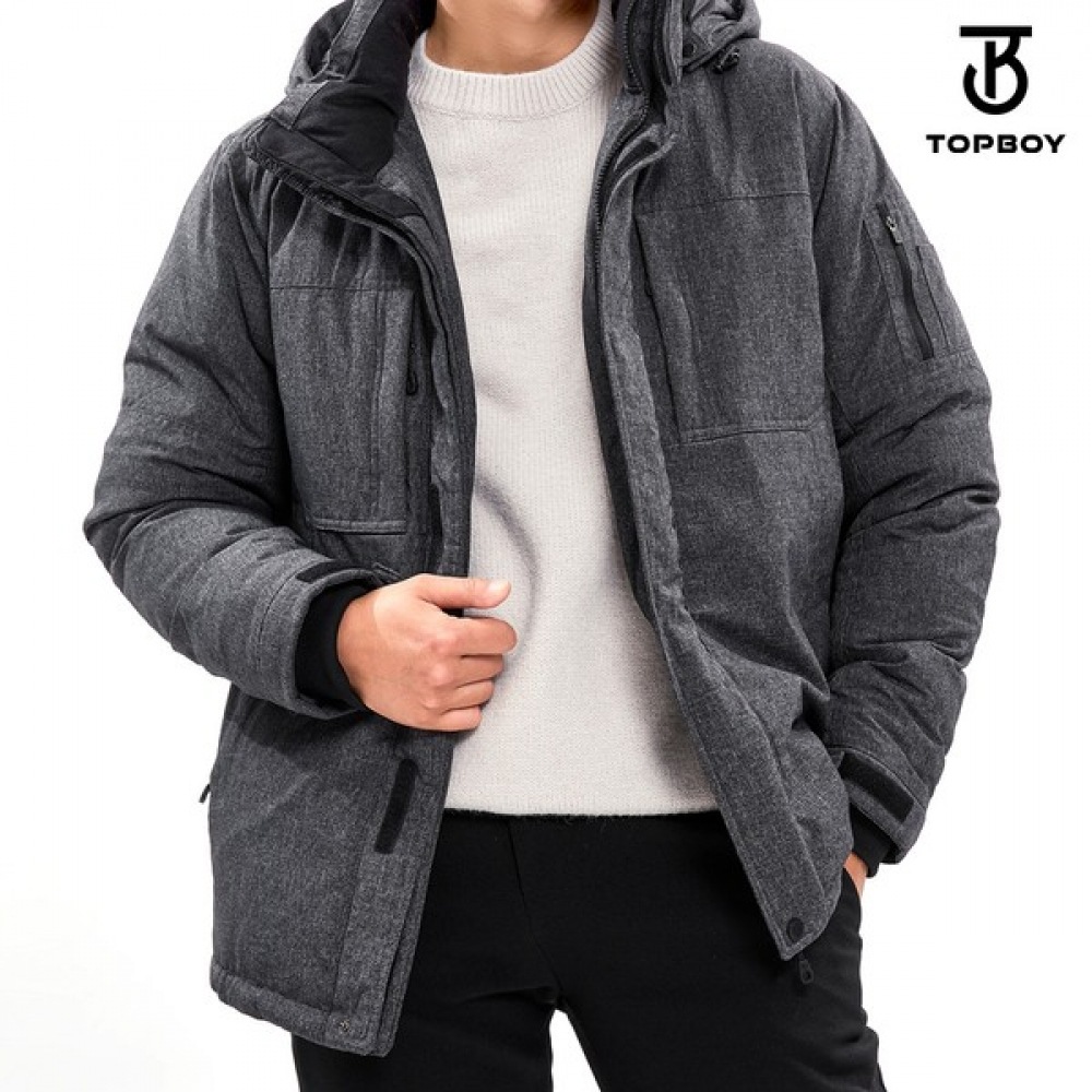 (TOPBOY) ビッグサイズ冬用ヘビーフード付きパッド入りジャンパー (LD007)