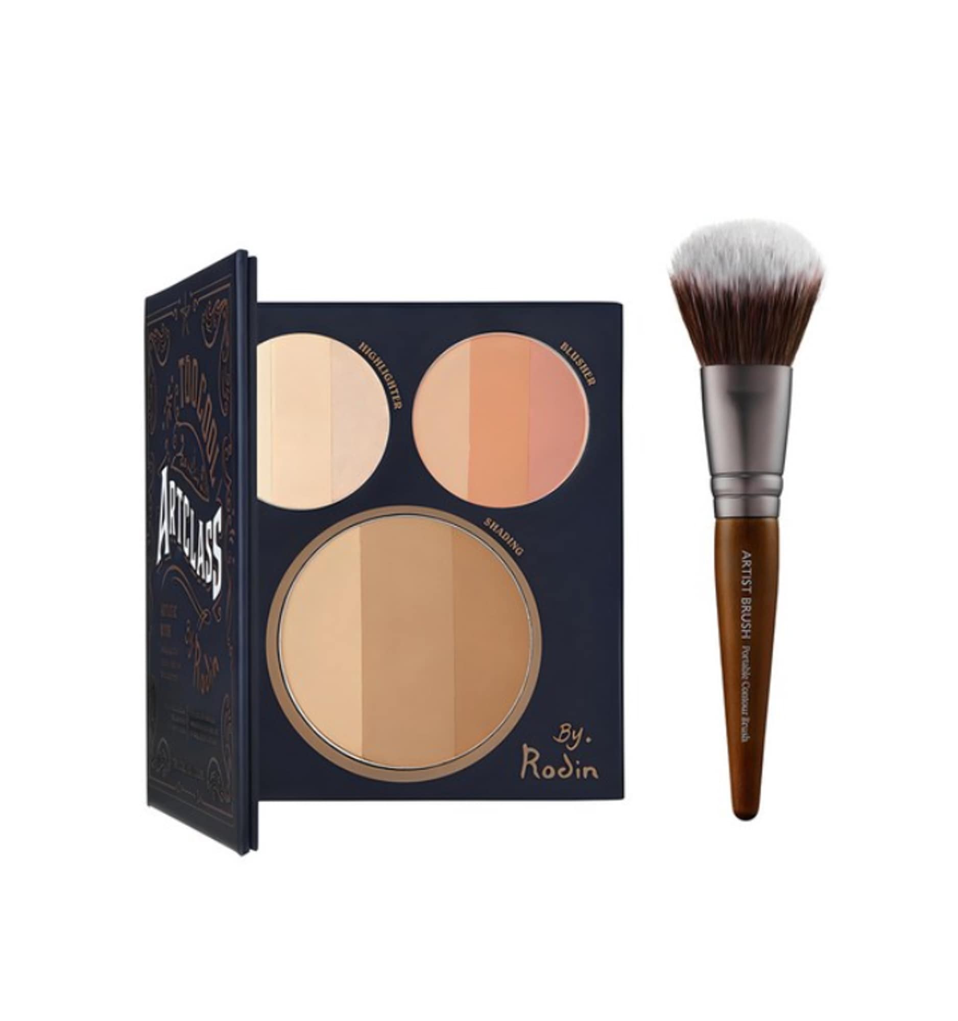 チークメイクセット1セットアートクラスバイロダンアーティスティックブック+ポータブルコントゥアブラシ