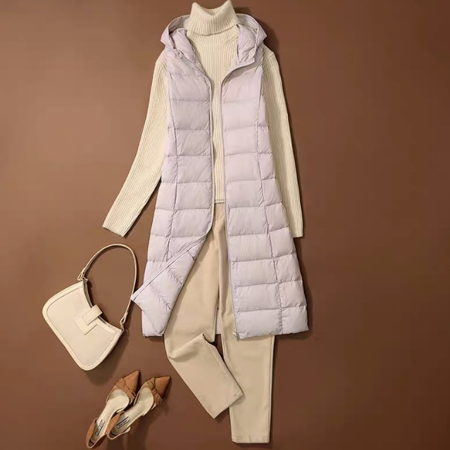 レディース ジャケット コート アウター 上着 ロングコート ダウンコート ダウンジャケット 袖なし ノースリーブ Vネック ハイネック フード ポケット 前開き かわいい 大人可愛い きれいめ