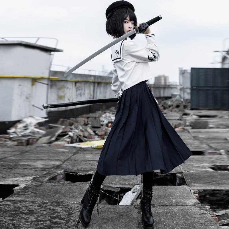 竜骨少女jk制服スカートセット韓国正規着学院長袖セーラー服セット正統制服