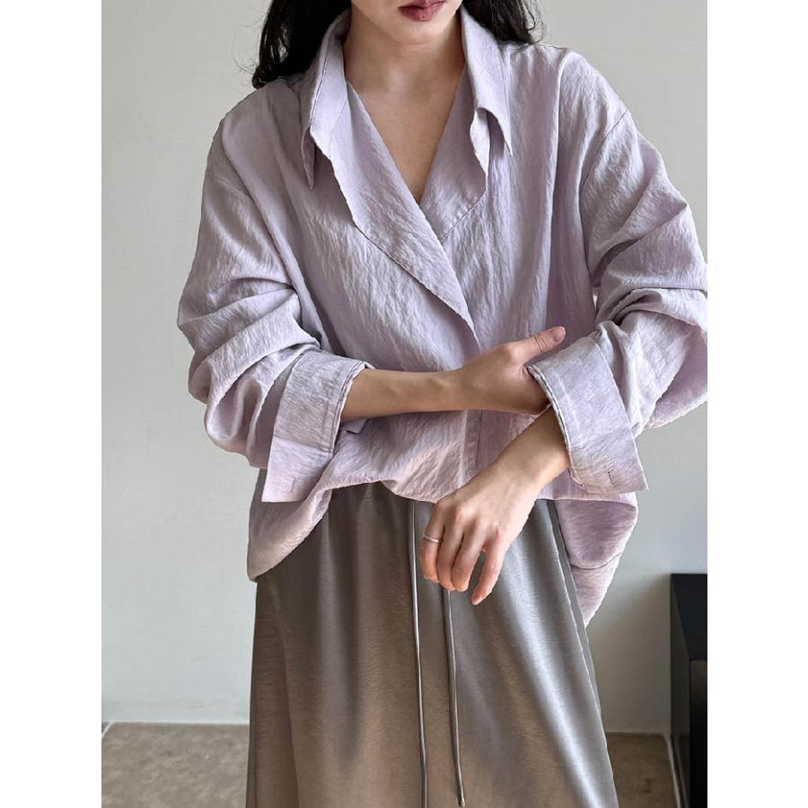 シャツ ブラウス レディース シワ加工 シャツ 長袖 春 夏 秋 トップス 羽織 フェミニン 着回し シンプル おしゃれ 大人 カジュアル こなれ感 春秋 体型カーバー