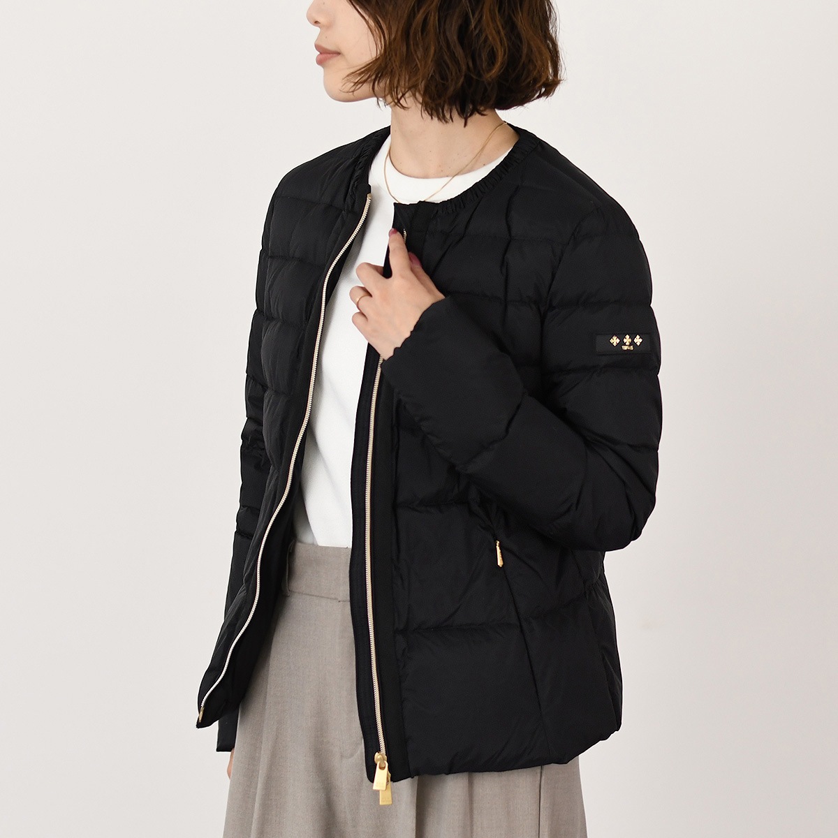 アウター ジャケット BREVA ブレヴァ ショート丈ダウンジャケット LTAT24A4169 D レディース ノーカラー ショート丈 秋 冬 長袖