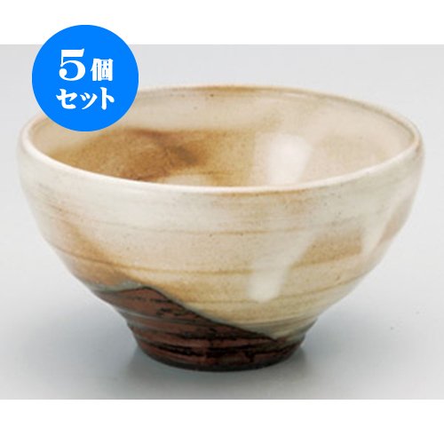 5個セット 煎茶 粉引掛分煎茶 [9.8×6cm 200cc] 和食器 料亭 旅館 飲食店 業務用