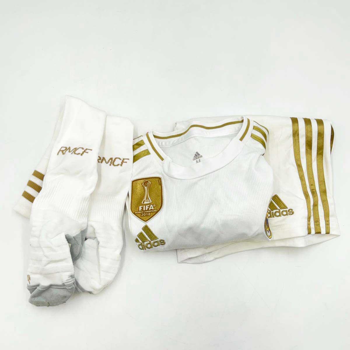 【中古】[上下セット] アディダス サッカー レアル・マドリード ユニフォーム 2019-20 ホーム ユニフォーム O ゲームパンツ L ソックス #7 HAZARD エデン アザール ADIDAS