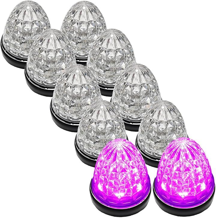 カスタマイズ 24V トラック用 LED マーカーランプ サイド クリスタルカット仕様 16LED 汎用 シーリングタイプ防水 各色 クリアレンズ( クリアレンズ ピンク, 10個)