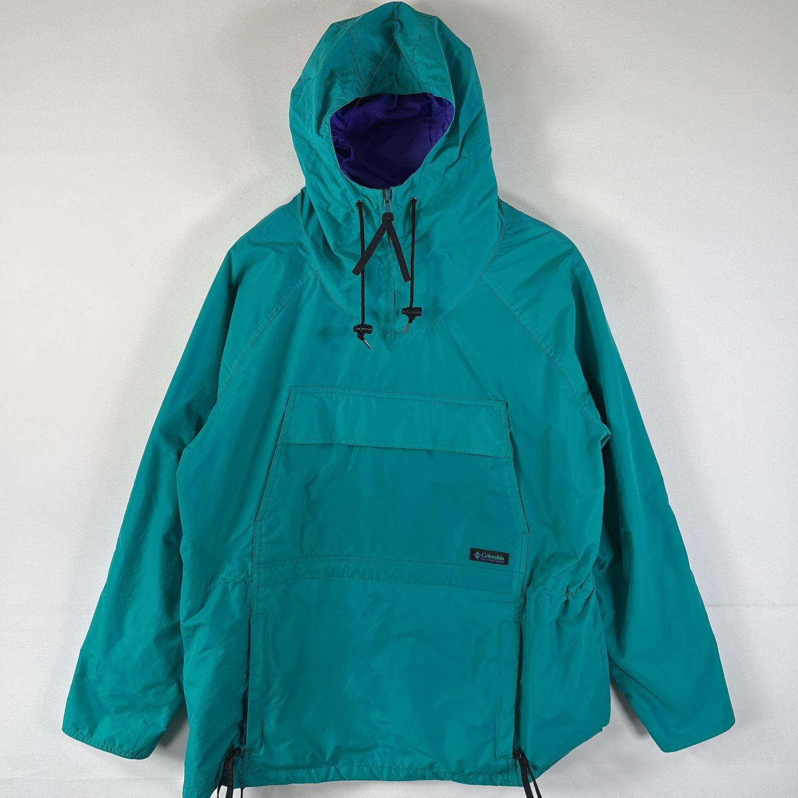 古着 90s/90年代 ナイロンジャケット ハーフジップ アウトドア アノラックパーカー L グリーン系 メンズ