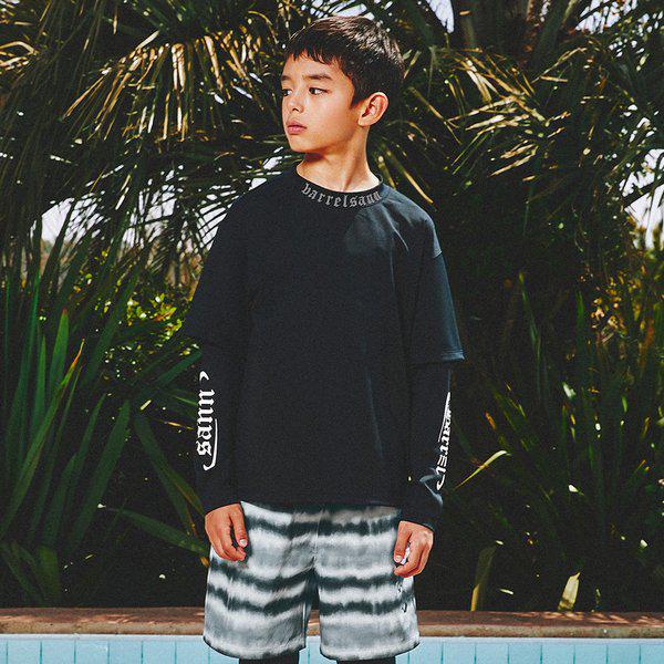 【SANN】キッズルーズフィット半袖レイヤードラッシュガード ブラック (B5SKWRG351BLK)