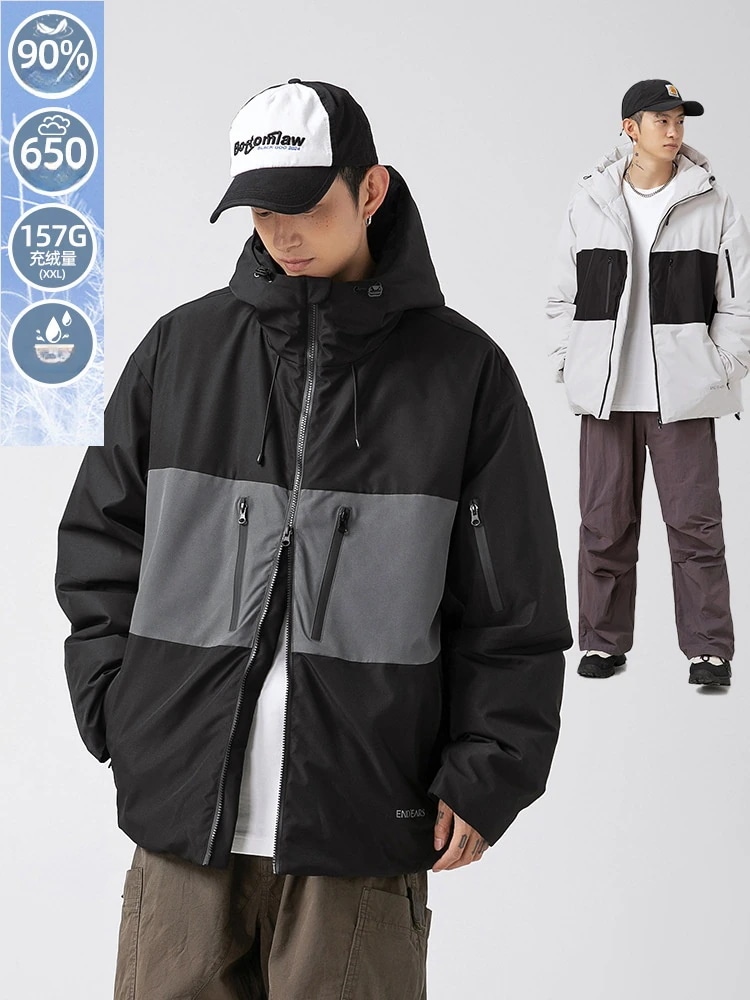 新作 ダウンコート メンズ カップル フード付き 90白いアヒルダウン ジャケット 登山用 アウトドア ウインドブレーカー ルーズフィット 防水 防寒