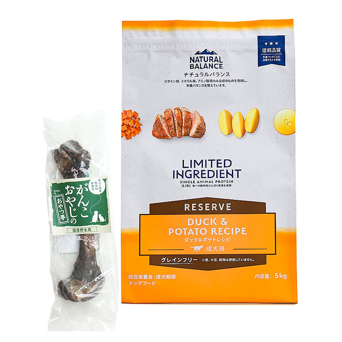 LIDグレインフリー 成犬用 ダック＆ポテト 5kg【国産鹿レッグボーン 1本Mサイズ付き】