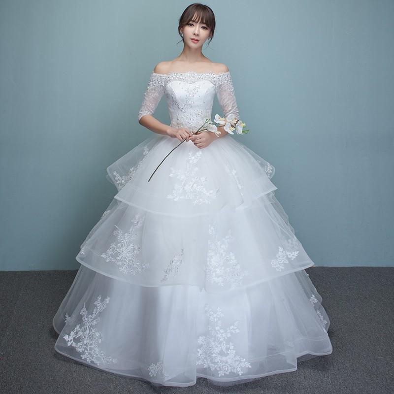 ウエディングドレス 安い 二次会 ウェディングドレス 結婚式 エンパイア 花嫁 プリンセス 披露宴 ロングドレス ブライダル 長袖 シンプルドレス wedding dress 11,177円