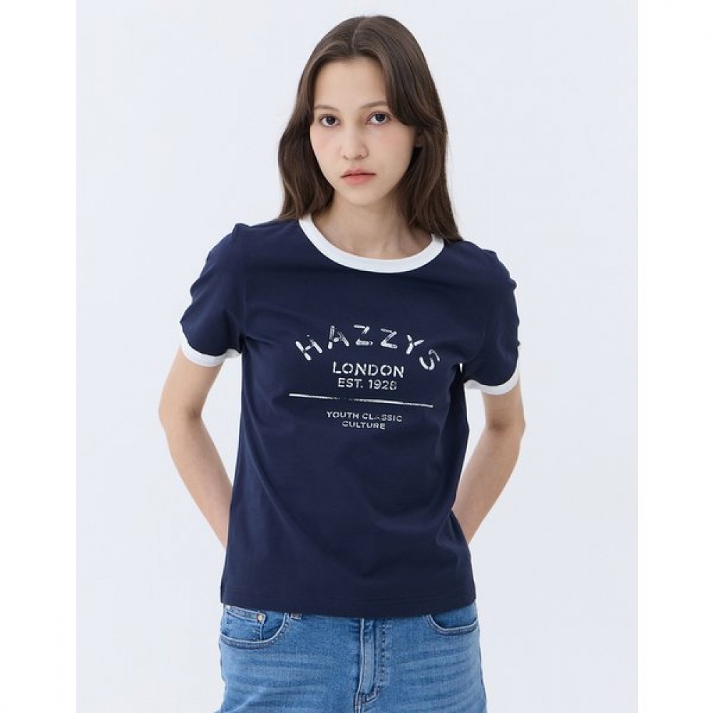 [24SS] [クラシックセラー] ネイビーロゴカラーコットンショートスリーブTシャツWSTS4B202N2