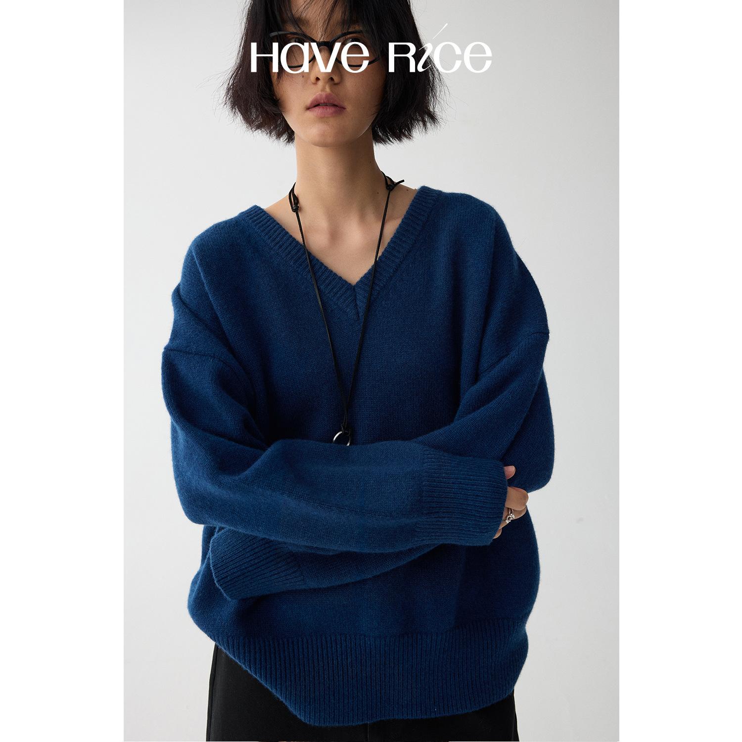 AVERICE keep warm レストラン 西野散歩 ブルースモーメント ウール クラシック Vネック gifts for women ラウンドネック ルーズニットセーター