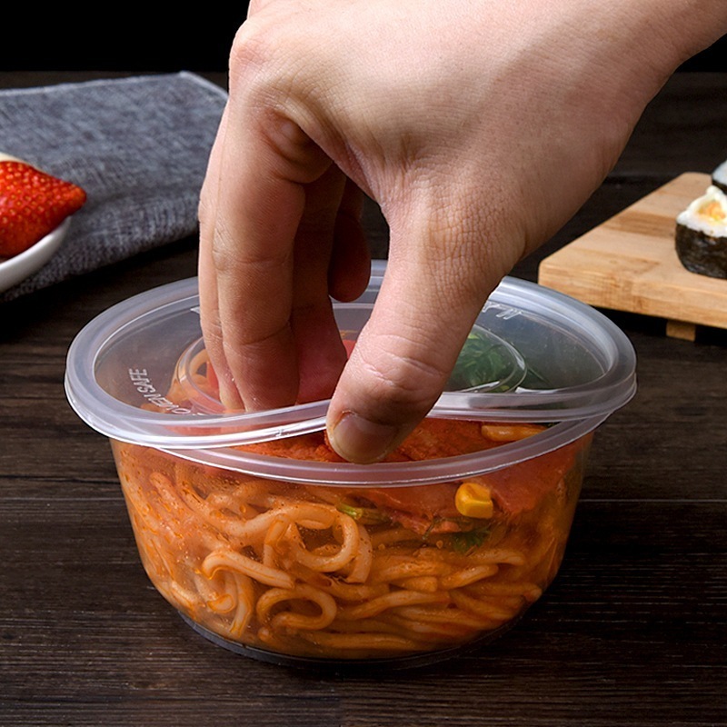 Mingxing ラウンド使い捨てランチボックスファーストフードテイクアウトランチボックス Pp プラスチック増粘透明スープと蓋付きお粥ボウル