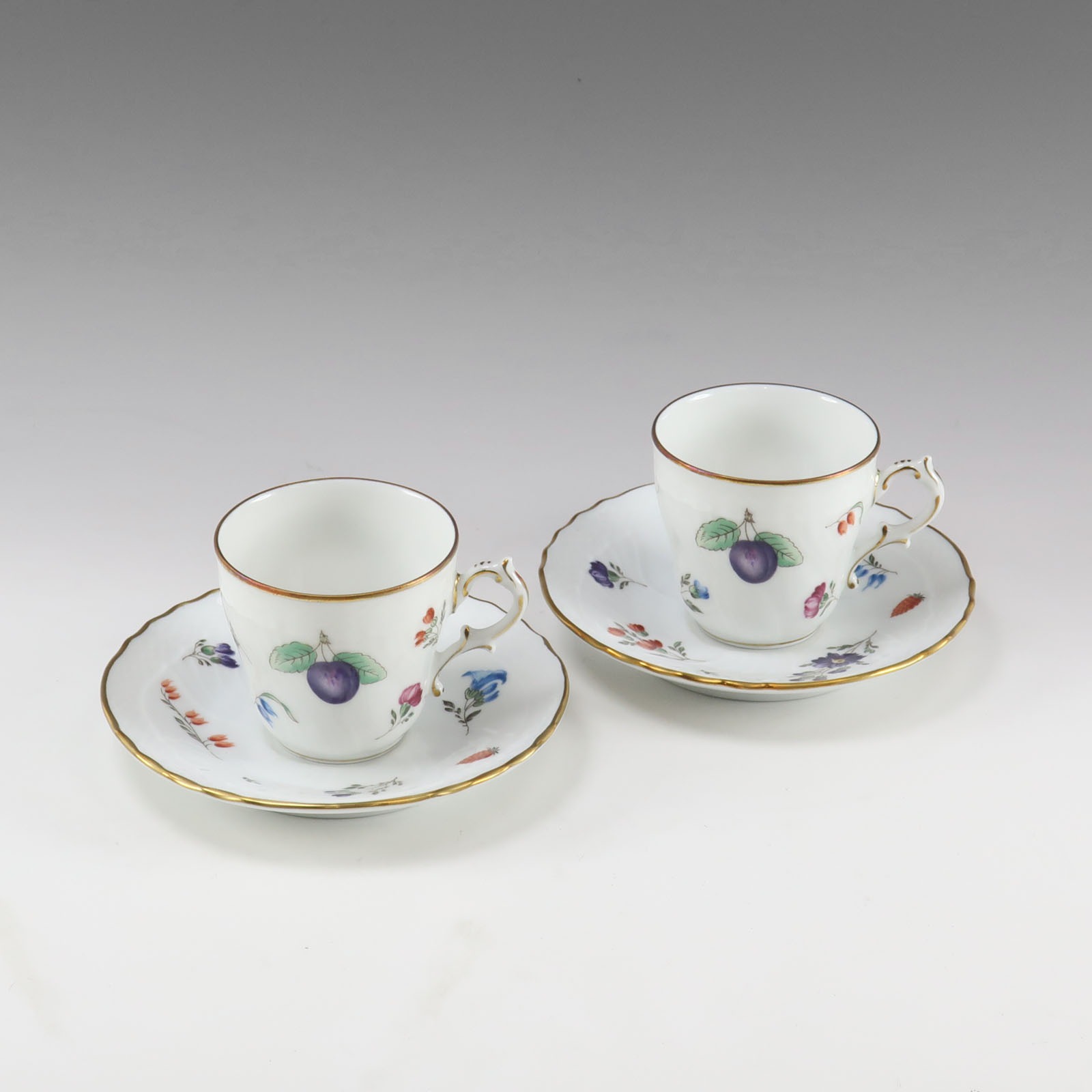 ベッキオフルーツ コーヒーカップ＆ソーサー×2 食器 ポーセリン _ 中古品 A+ランク