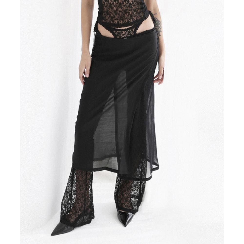 BADBLOOD Breeze Midi Skirt Black w-skt24-015