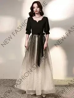 ブラックイブニングドレススカート女性2024新作公演服夏-70 6,706円