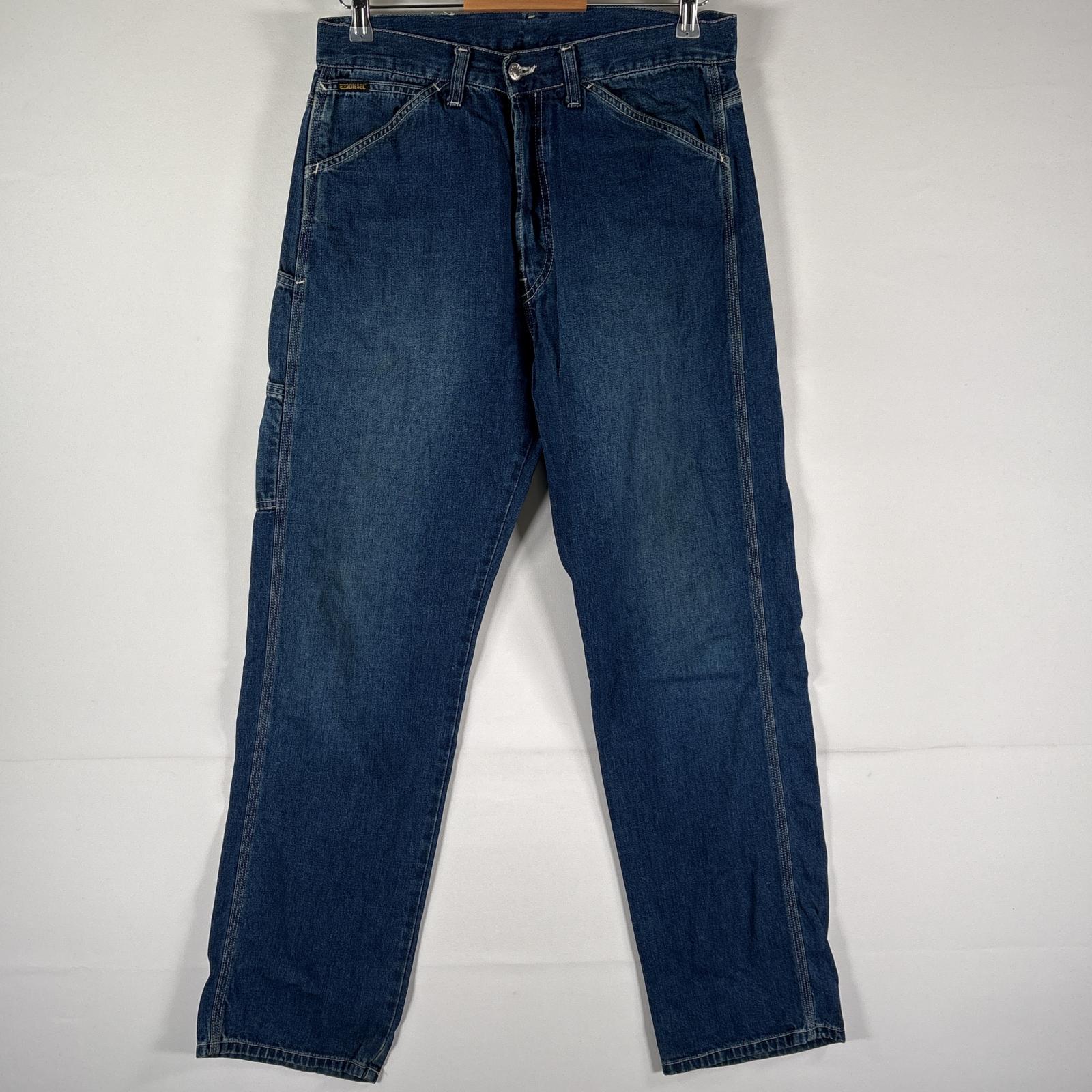 古着 デニムパンツ ブルーデニム ジーパン ジーンズ ボタンフライ ペインター ボトムス 長ズボン 30 インディゴブルー メンズ