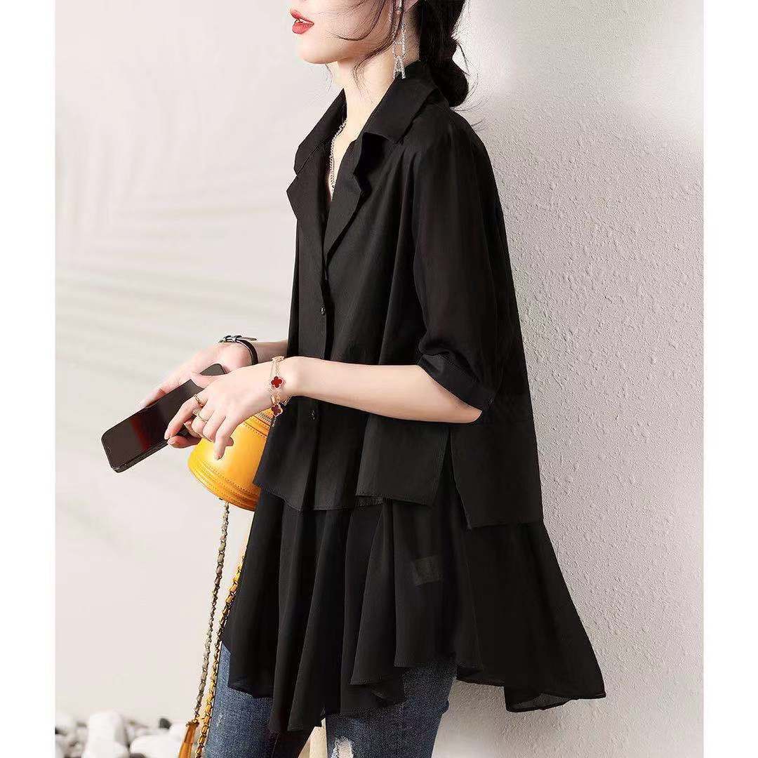 24 サマーシャツ シフォンブラウス ブラウス 今っぽシアーシャツ 長袖ブラウス Tシャツ シフォンシャツ tシャツ 着痩せブラウス 半袖トップスブラウス レディース レディース