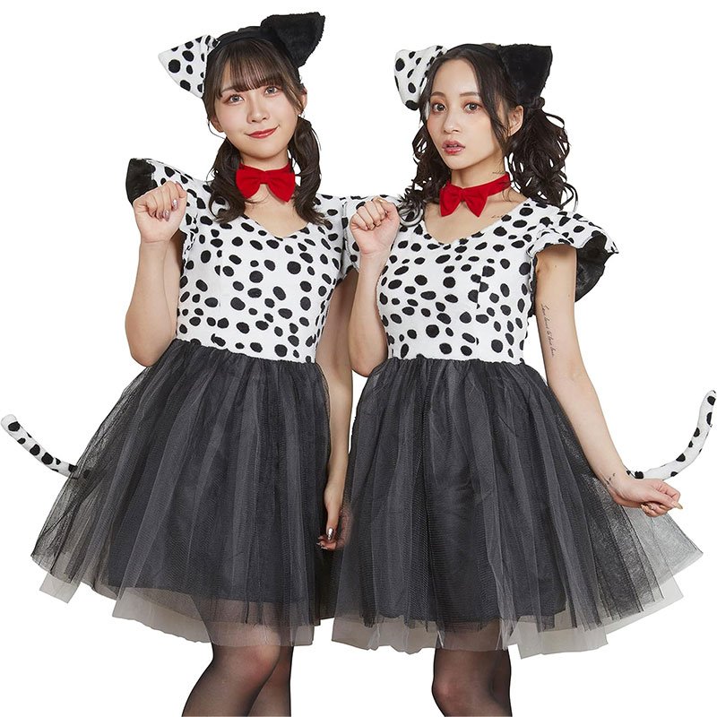 コスプレ アニマル 犬 プティダルメシアン レディース フリーサイズ ブラック[hw-petit-dalmatian]