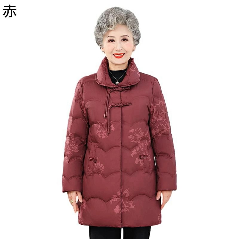 レディースダウンジャケット アヒル羽毛 長袖 冬服 防寒ジャケット レディース プリント 花 花柄 トップス 快適 厚い 保暖保温 通勤通学 普段着 用 ファッション デイリー 通勤 日常